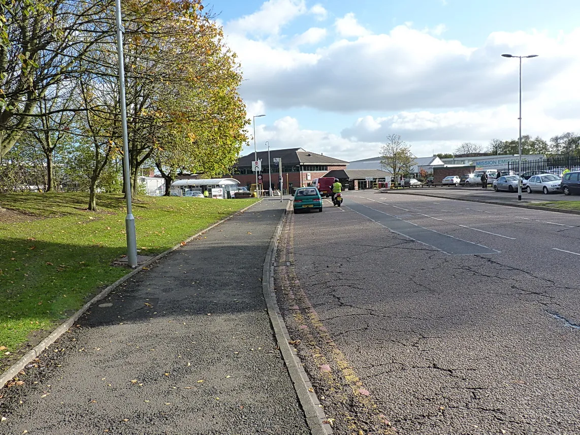 The entrance to the Jaguar Land Rover works off Lode Lane, Solihull, photographed in 2014